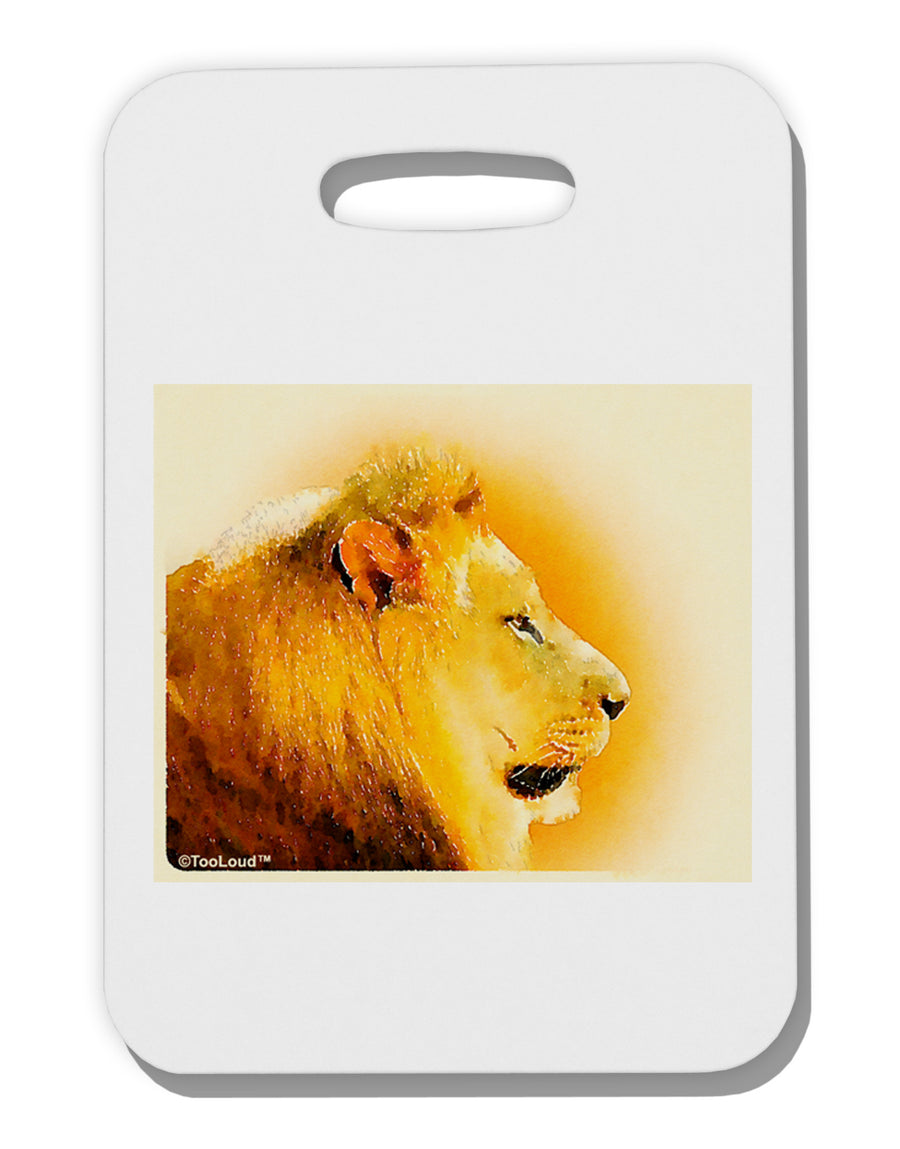 Lion Watercolor 3 Thick Plastic Luggage Tag-Luggage Tag-TooLoud-White-One Size-Davson Sales