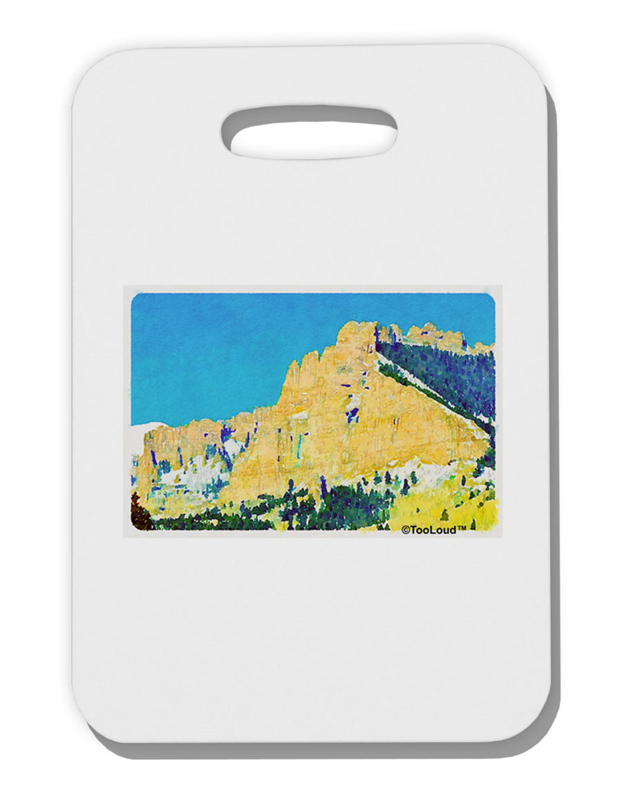 Colorado Snowy Mtns WaterColor Thick Plastic Luggage Tag-Luggage Tag-TooLoud-White-One Size-Davson Sales