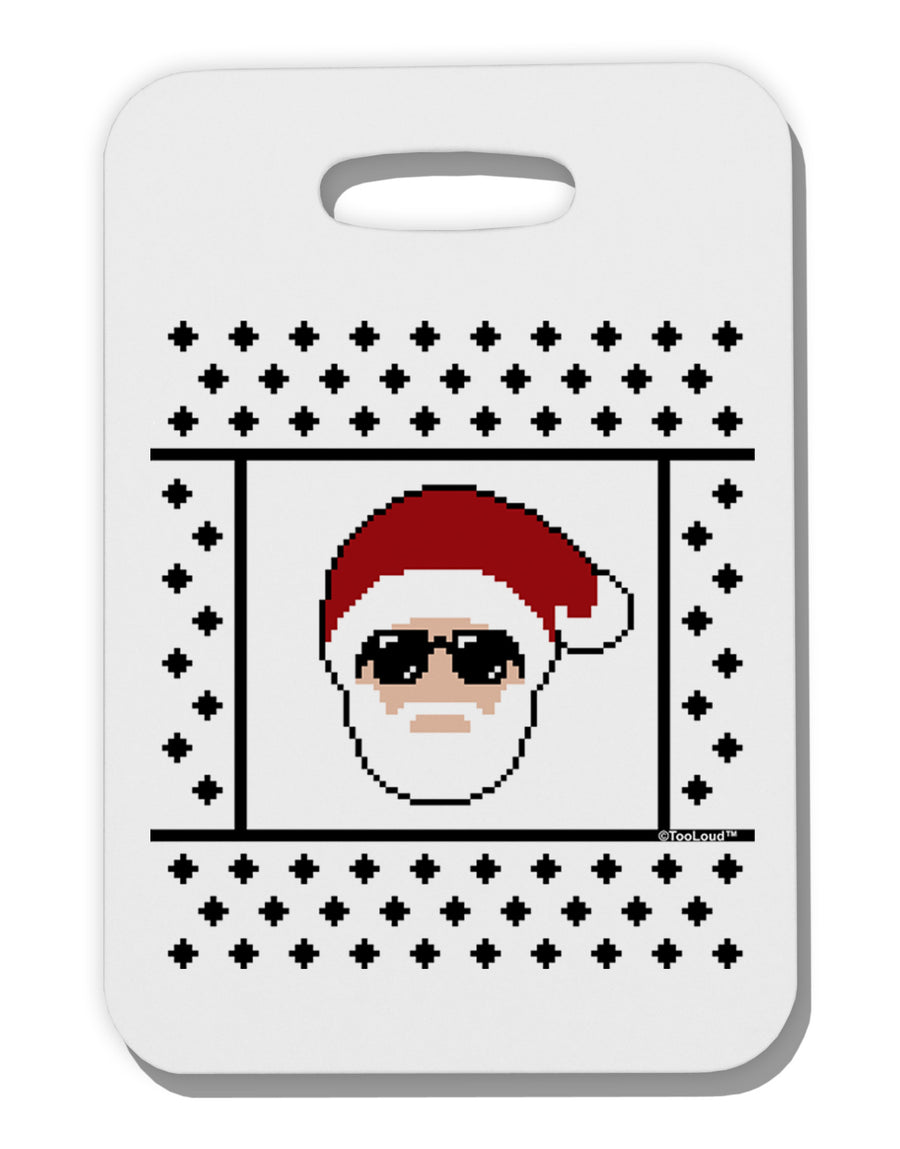 Cool Santa Christmas Sweater Thick Plastic Luggage Tag-Luggage Tag-TooLoud-White-One Size-Davson Sales