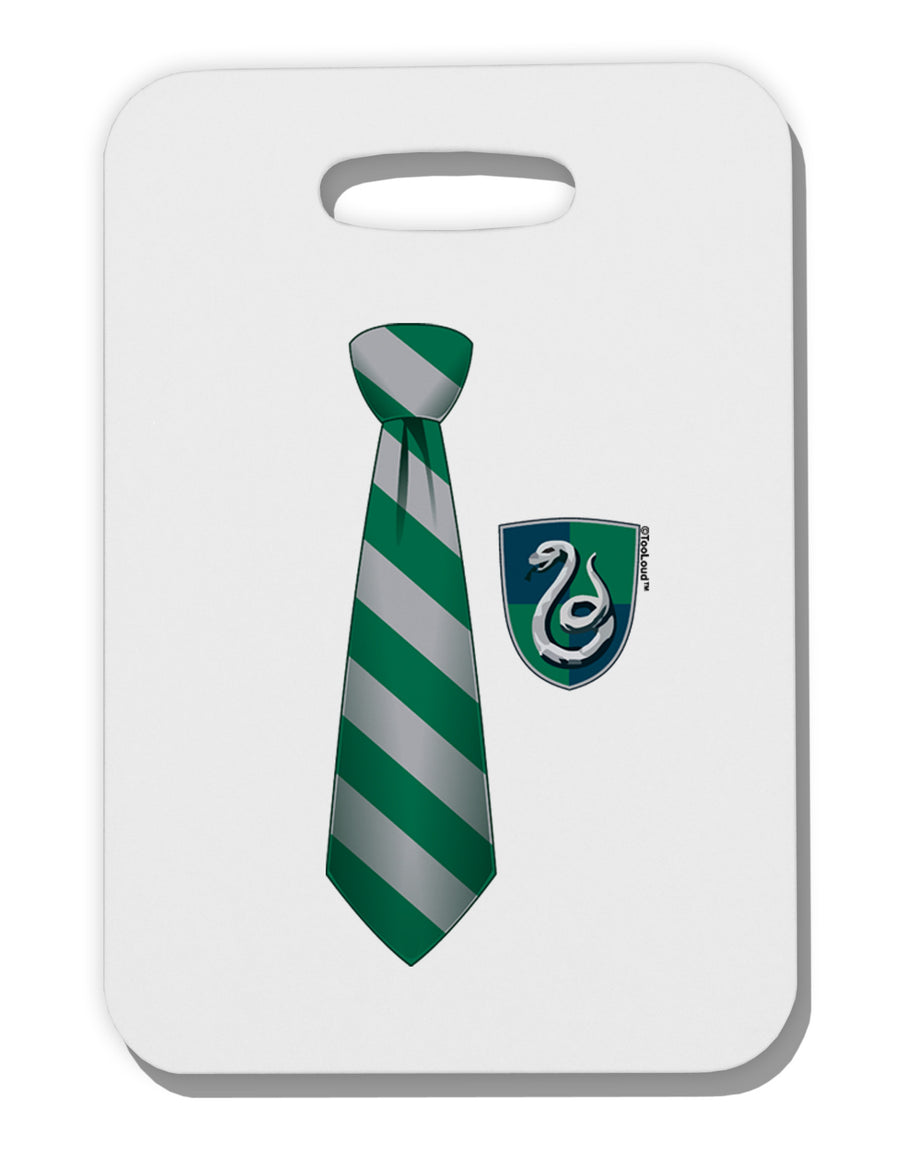 Wizard Tie Green and Silver Thick Plastic Luggage Tag-Luggage Tag-TooLoud-White-One Size-Davson Sales