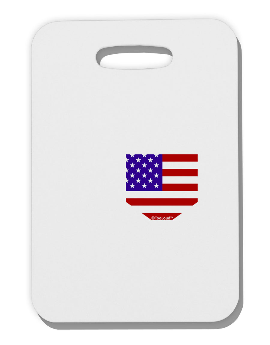 American Flag Faux Pocket Design Thick Plastic Luggage Tag by TooLoud-Luggage Tag-TooLoud-White-One Size-Davson Sales