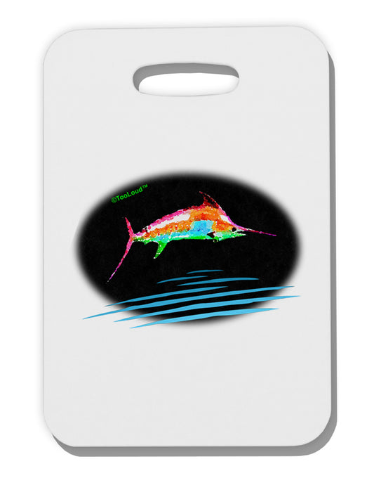 Colorful Swordfish Watercolor Thick Plastic Luggage Tag-Luggage Tag-TooLoud-White-One Size-Davson Sales