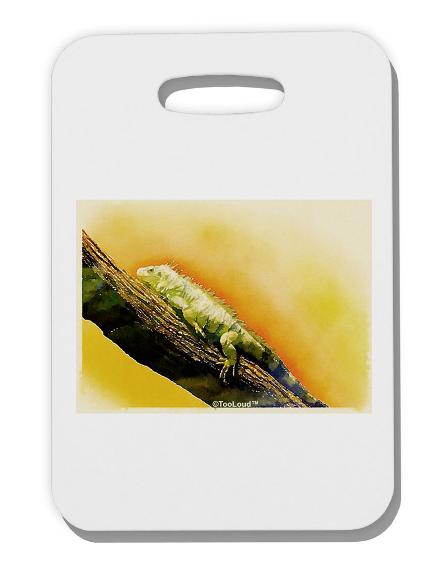 Iguana Watercolor Thick Plastic Luggage Tag-Luggage Tag-TooLoud-White-One Size-Davson Sales