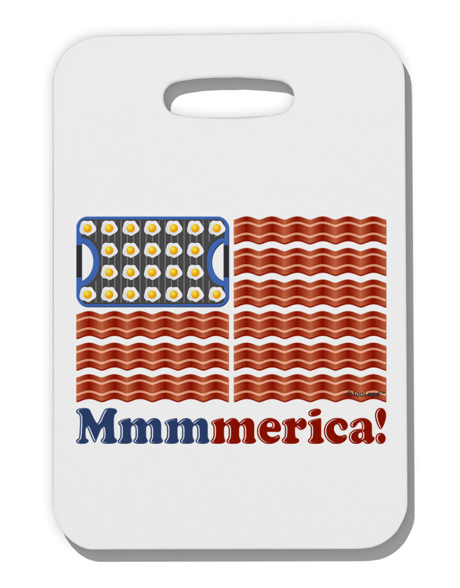 American Breakfast Flag - Bacon and Eggs - Mmmmerica Thick Plastic Luggage Tag-Luggage Tag-TooLoud-White-One Size-Davson Sales