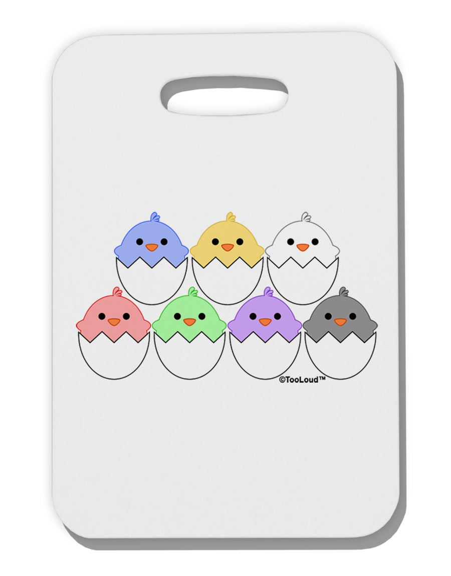 Cute Hatching Chicks Group Thick Plastic Luggage Tag by TooLoud-Luggage Tag-TooLoud-White-One Size-Davson Sales