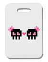 8-Bit Skull Love - Girl and Girl Thick Plastic Luggage Tag-Luggage Tag-TooLoud-White-One Size-Davson Sales