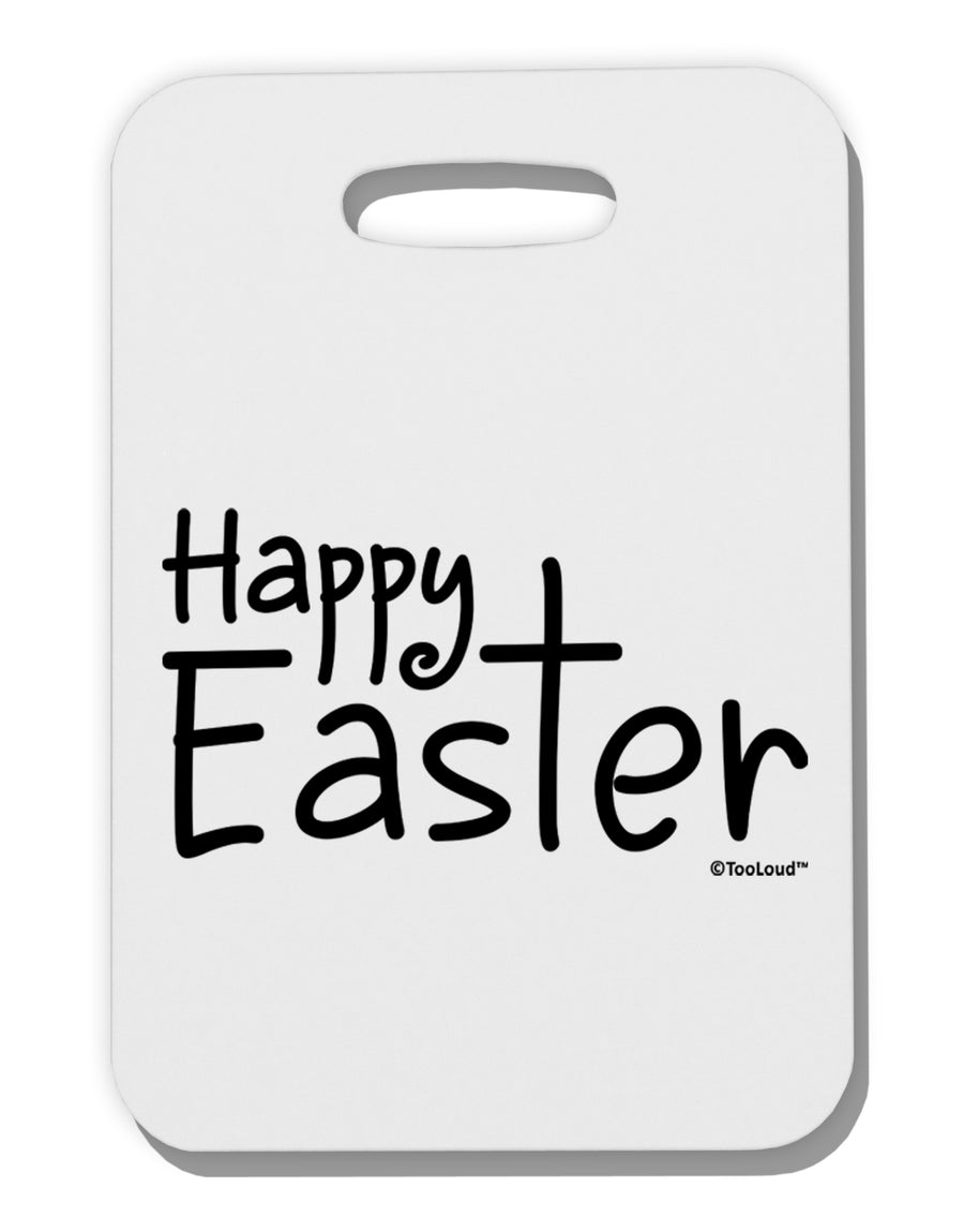 Happy Easter with Cross Thick Plastic Luggage Tag by TooLoud-Luggage Tag-TooLoud-White-One Size-Davson Sales