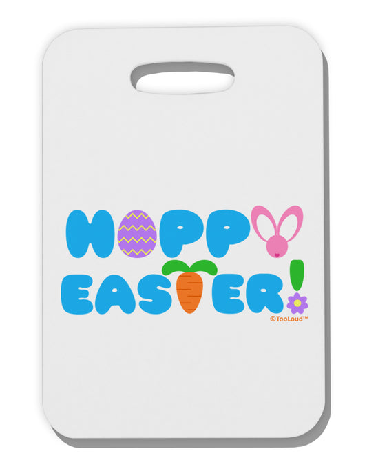 Cute Decorative Hoppy Easter Design Thick Plastic Luggage Tag by TooLoud-Luggage Tag-TooLoud-White-One Size-Davson Sales