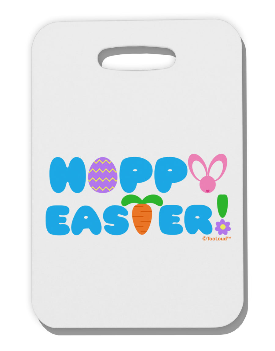 Cute Decorative Hoppy Easter Design Thick Plastic Luggage Tag by TooLoud-Luggage Tag-TooLoud-White-One Size-Davson Sales