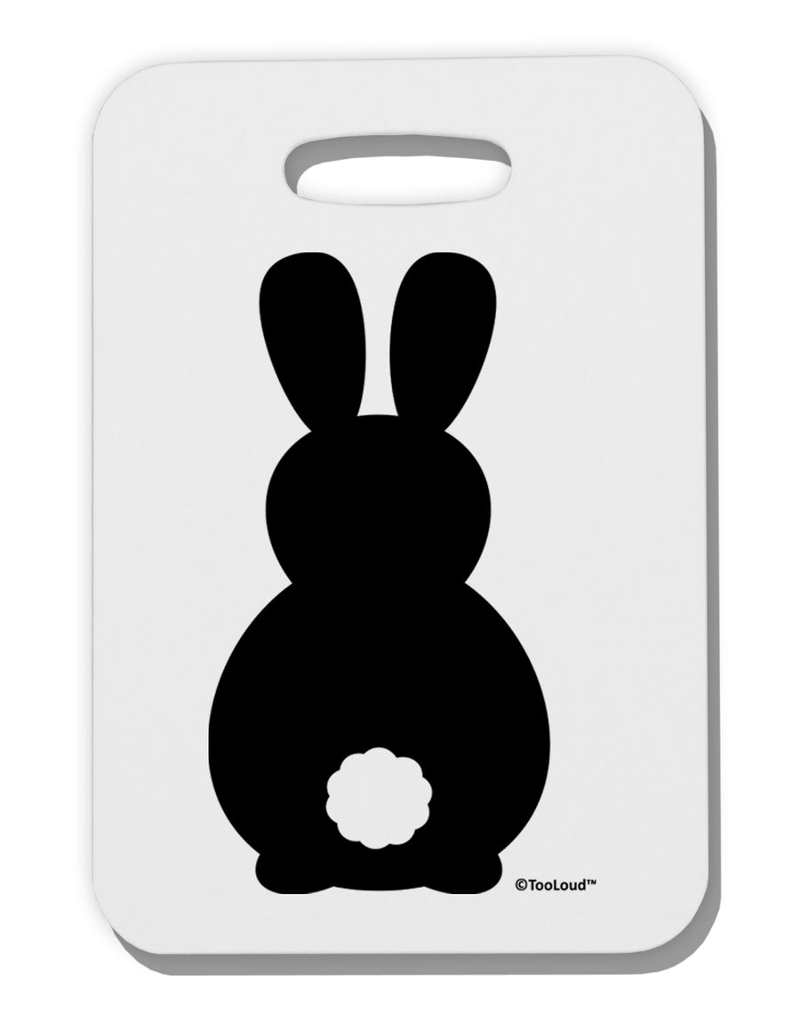 Cute Bunny Silhouette with Tail Thick Plastic Luggage Tag by TooLoud-Luggage Tag-TooLoud-White-One Size-Davson Sales