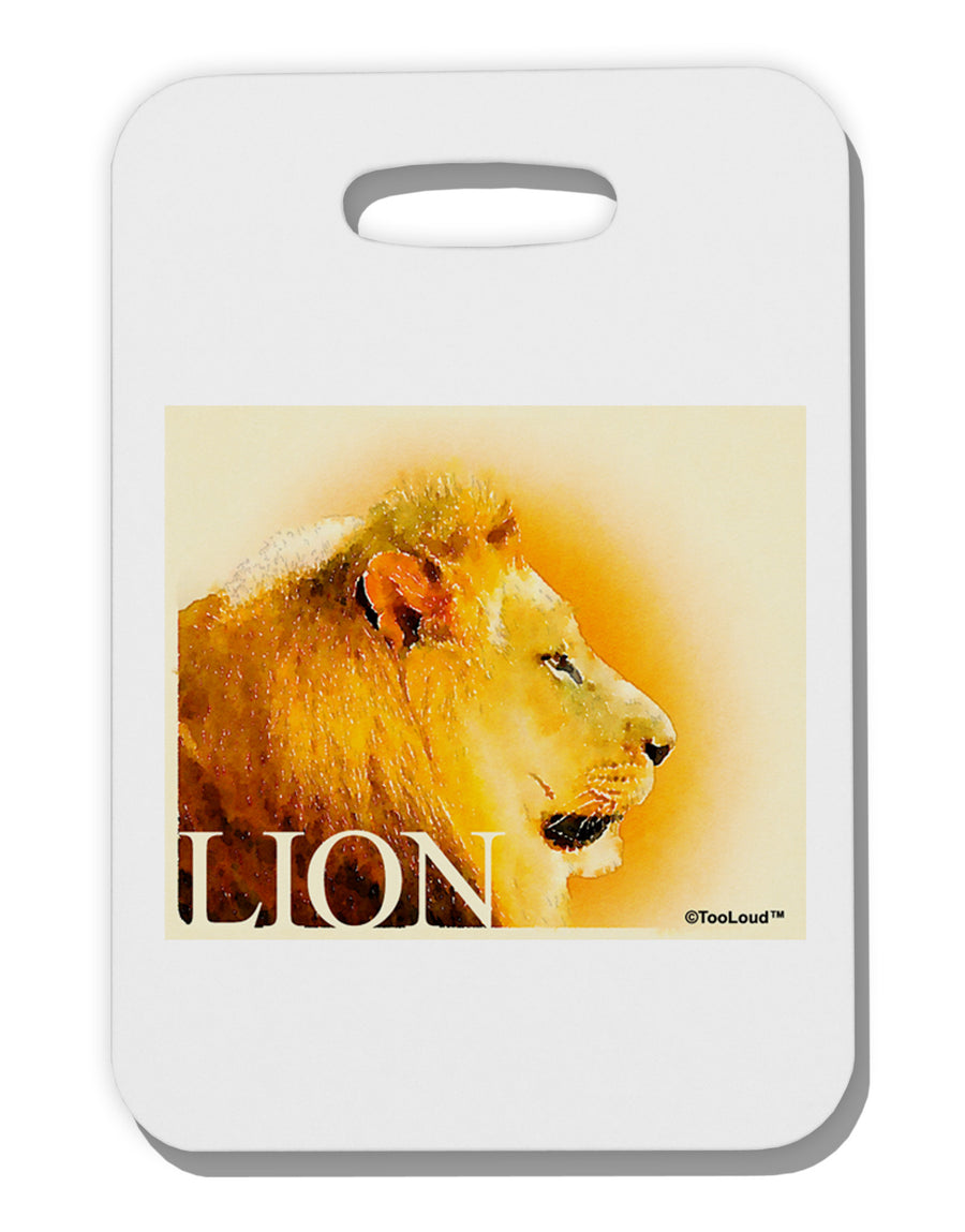 Lion Watercolor 3 Text Thick Plastic Luggage Tag-Luggage Tag-TooLoud-White-One Size-Davson Sales