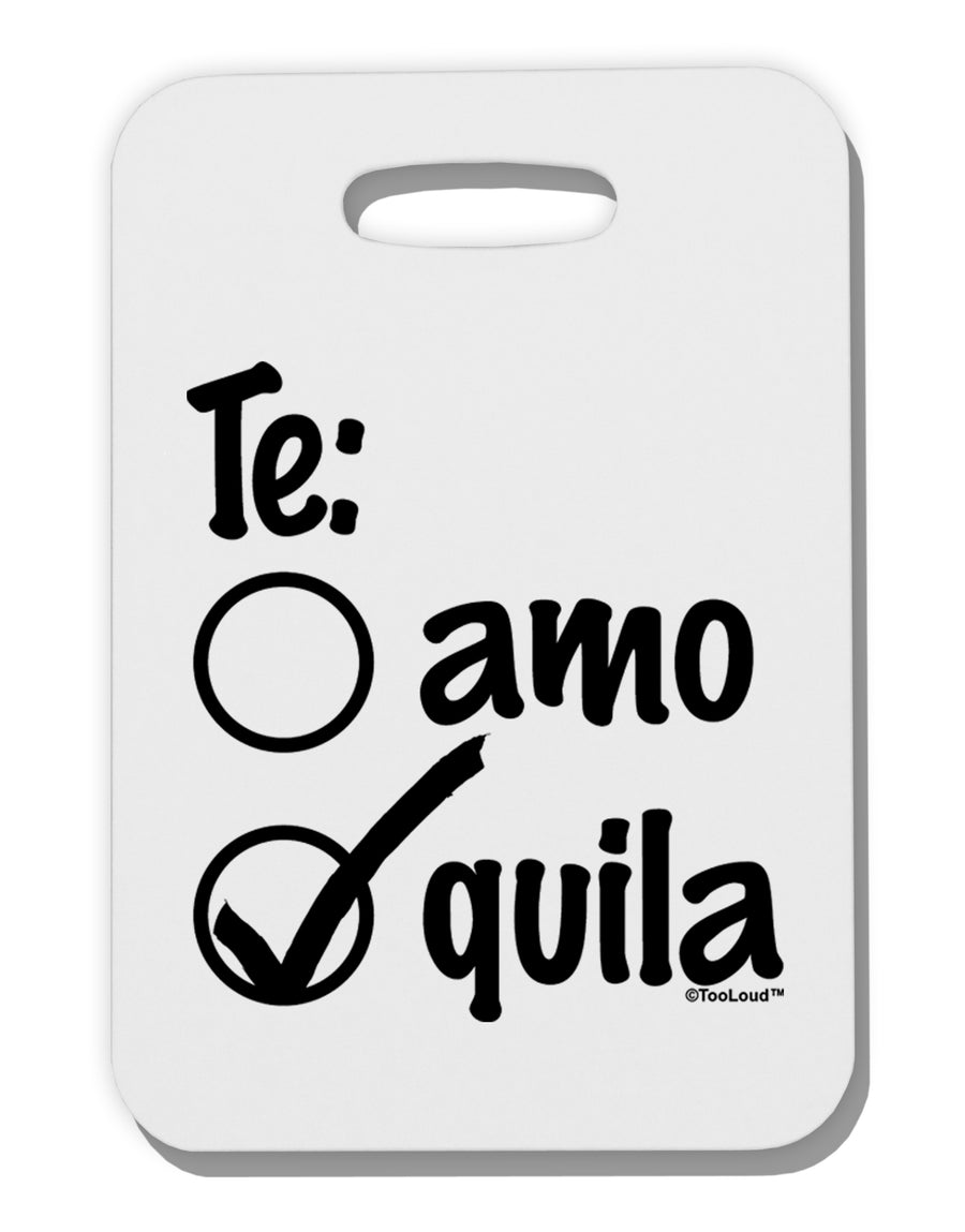 Tequila Checkmark Design Thick Plastic Luggage Tag by TooLoud-Luggage Tag-TooLoud-White-One Size-Davson Sales