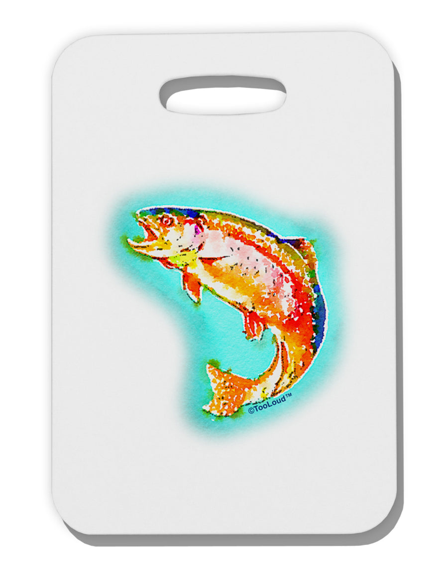 Rainbow Trout WaterColor Thick Plastic Luggage Tag-Luggage Tag-TooLoud-White-One Size-Davson Sales