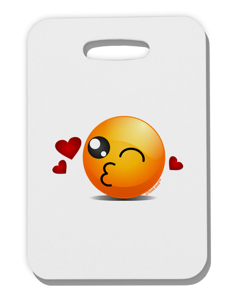 Kissy Face Emoji Thick Plastic Luggage Tag-Luggage Tag-TooLoud-White-One Size-Davson Sales