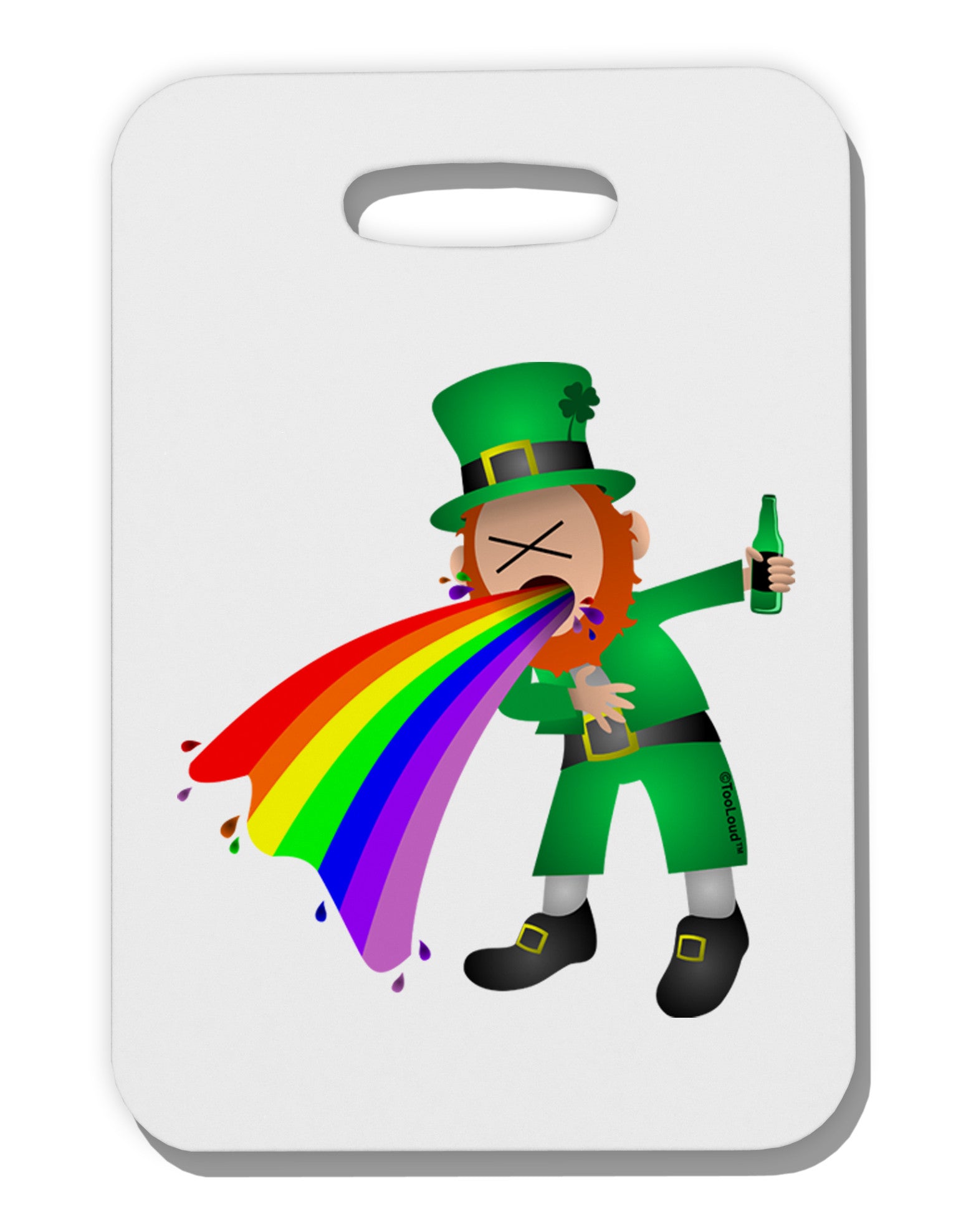Puking Rainbow Leprechaun Thick Plastic Luggage Tag-Luggage Tag-TooLoud-White-One Size-Davson Sales