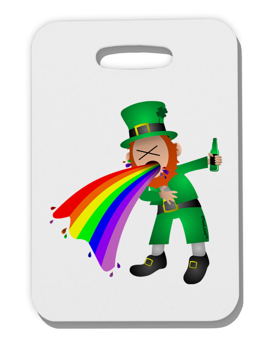 Puking Rainbow Leprechaun Thick Plastic Luggage Tag-Luggage Tag-TooLoud-White-One Size-Davson Sales