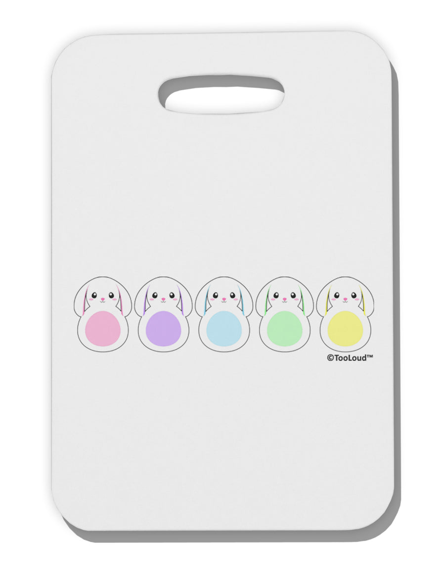 Cute Pastel Bunnies Thick Plastic Luggage Tag by TooLoud-Luggage Tag-TooLoud-White-One Size-Davson Sales