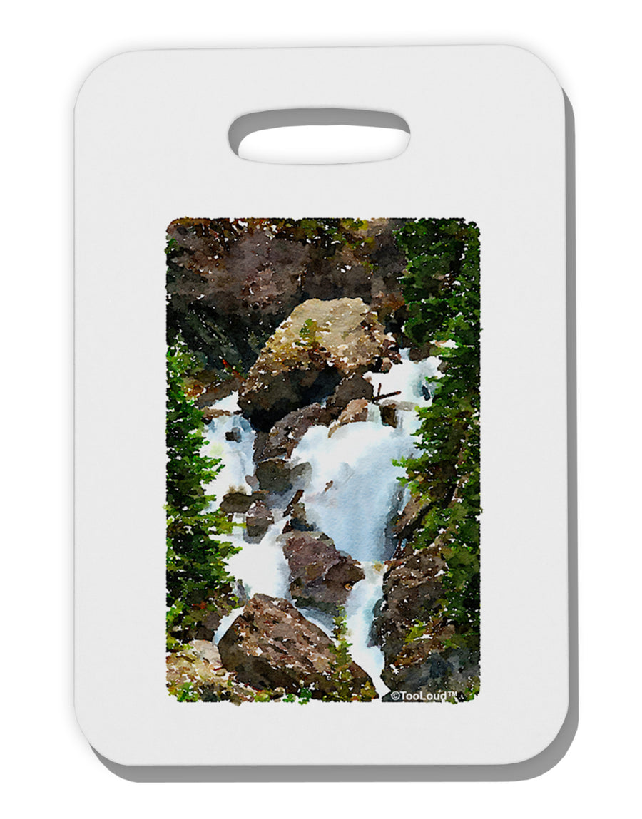 TooLoud Waterfall Watercolor Thick Plastic Luggage Tag-Luggage Tag-TooLoud-White-One Size-Davson Sales