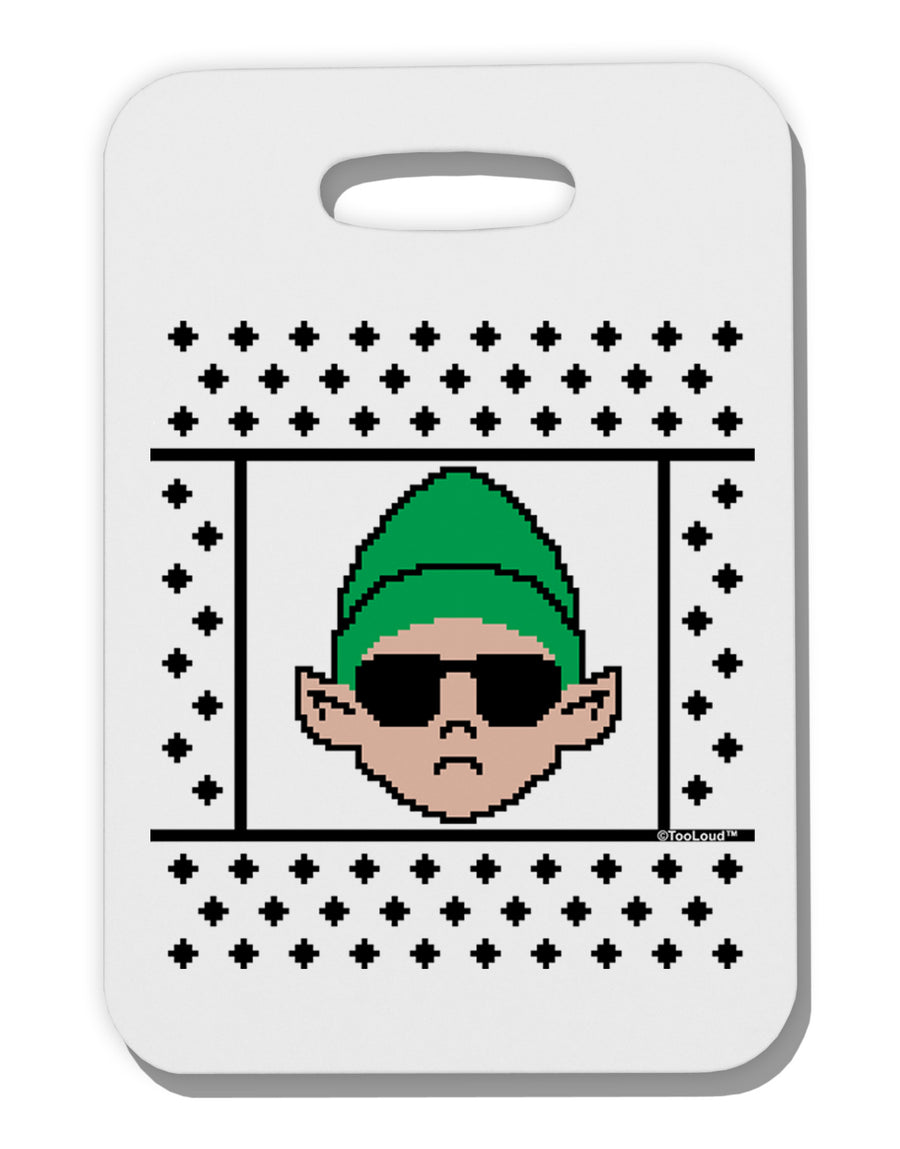 Cool Elf Christmas Sweater Thick Plastic Luggage Tag-Luggage Tag-TooLoud-White-One Size-Davson Sales