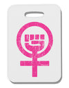 Pink Distressed Feminism Symbol Thick Plastic Luggage Tag-Luggage Tag-TooLoud-White-One Size-Davson Sales