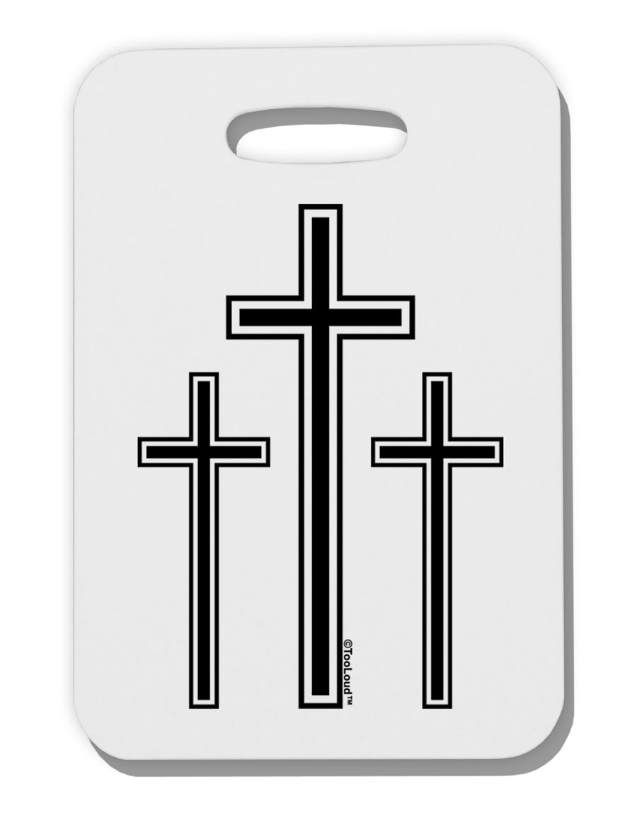 Three Cross Design - Easter Thick Plastic Luggage Tag by TooLoud-Luggage Tag-TooLoud-White-One Size-Davson Sales