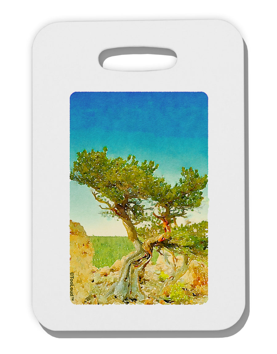 Colorado Tree Watercolor Thick Plastic Luggage Tag-Luggage Tag-TooLoud-White-One Size-Davson Sales