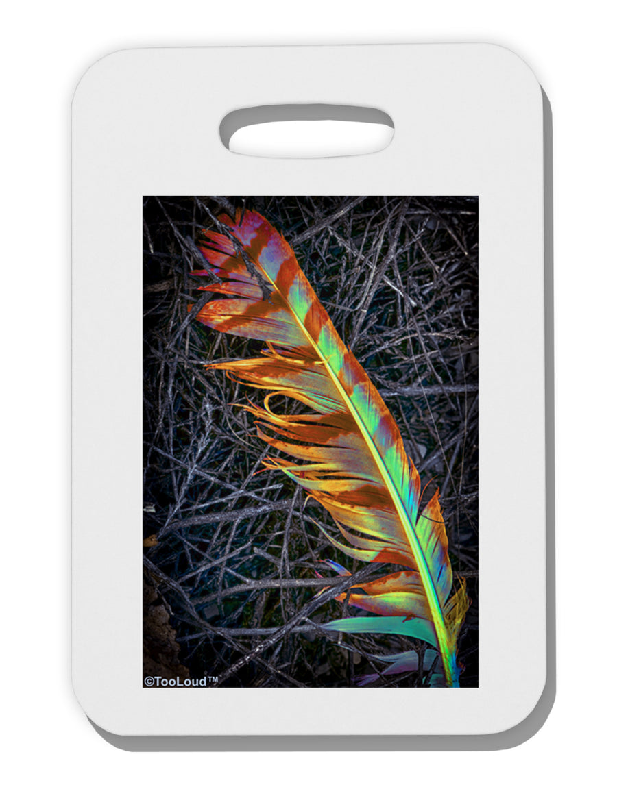 Rainbow Feather Thick Plastic Luggage Tag-Luggage Tag-TooLoud-White-One Size-Davson Sales