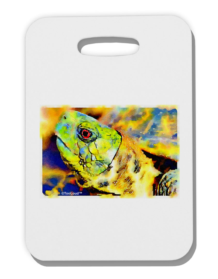 Menacing Turtle Watercolor Thick Plastic Luggage Tag-Luggage Tag-TooLoud-White-One Size-Davson Sales