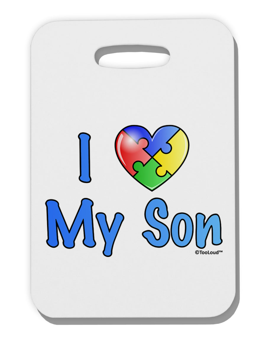 I Heart My Son - Autism Awareness Thick Plastic Luggage Tag by TooLoud-Luggage Tag-TooLoud-White-One Size-Davson Sales