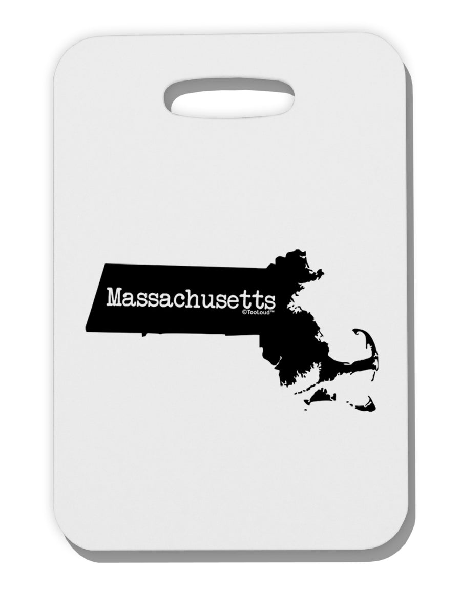 Massachusetts - United States Shape Thick Plastic Luggage Tag-Luggage Tag-TooLoud-White-One Size-Davson Sales