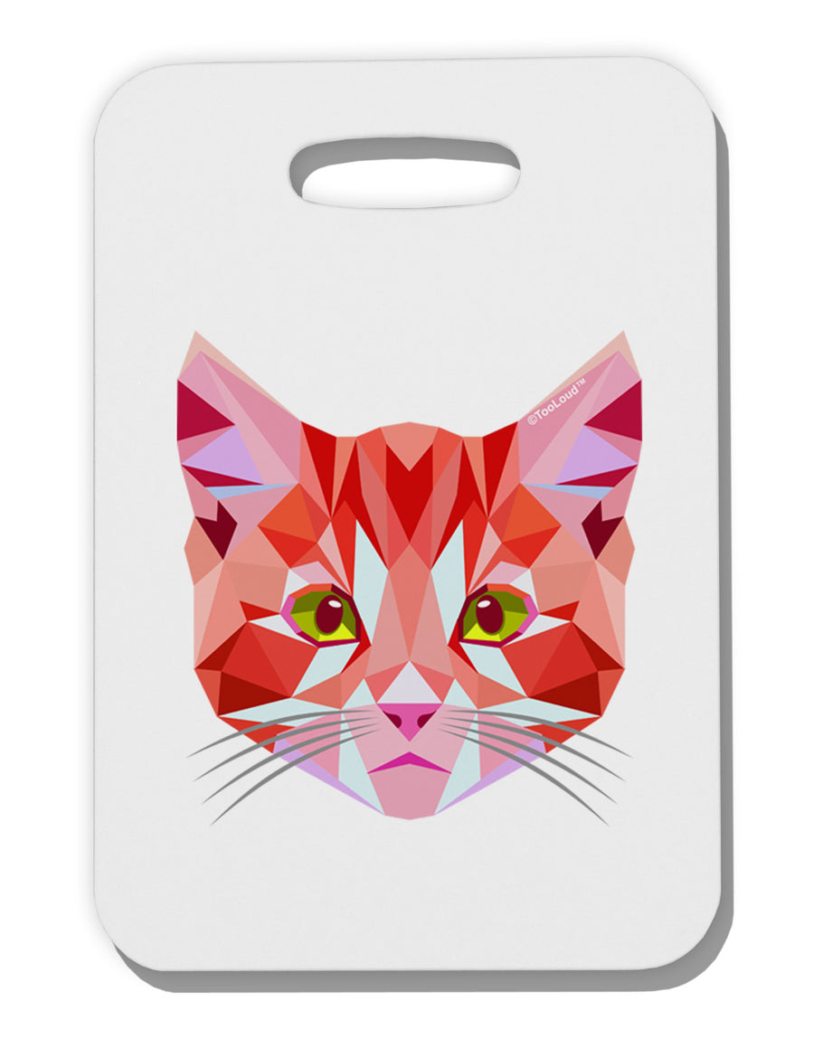 Geometric Kitty Red Thick Plastic Luggage Tag-Luggage Tag-TooLoud-White-One Size-Davson Sales