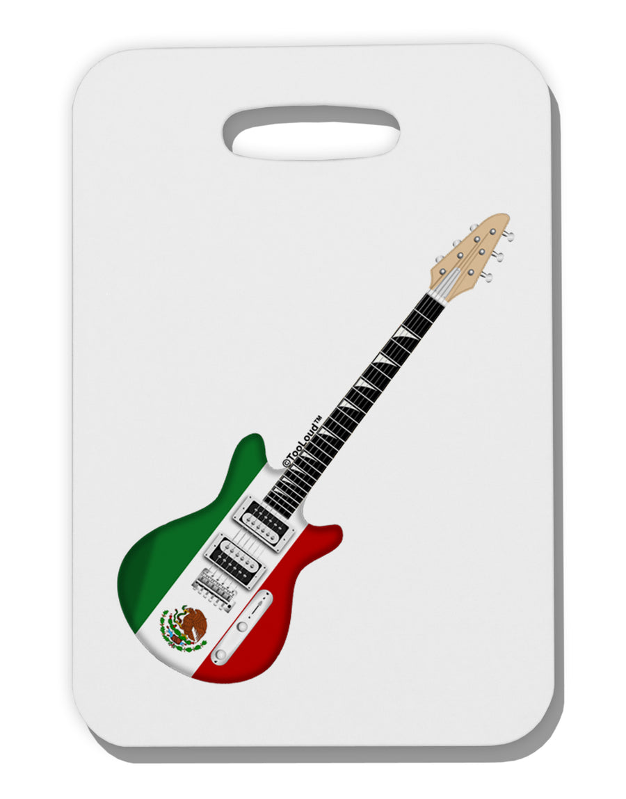 Mexican Flag Guitar Design Thick Plastic Luggage Tag by TooLoud-Luggage Tag-TooLoud-White-One Size-Davson Sales