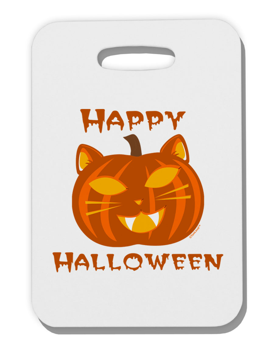 Cat-O-Lantern With Text Thick Plastic Luggage Tag-Luggage Tag-TooLoud-White-One Size-Davson Sales