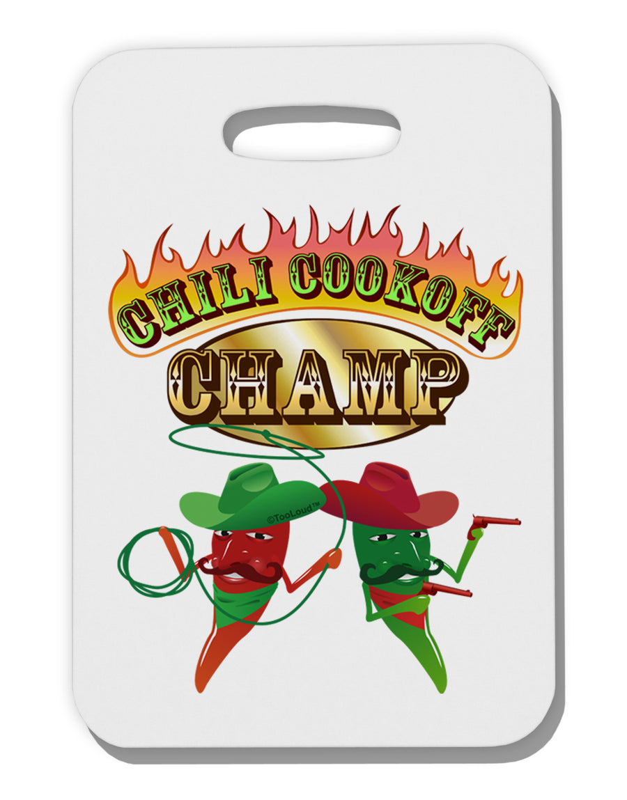 Cowboy Chili Cookoff Champ Thick Plastic Luggage Tag-Luggage Tag-TooLoud-White-One Size-Davson Sales