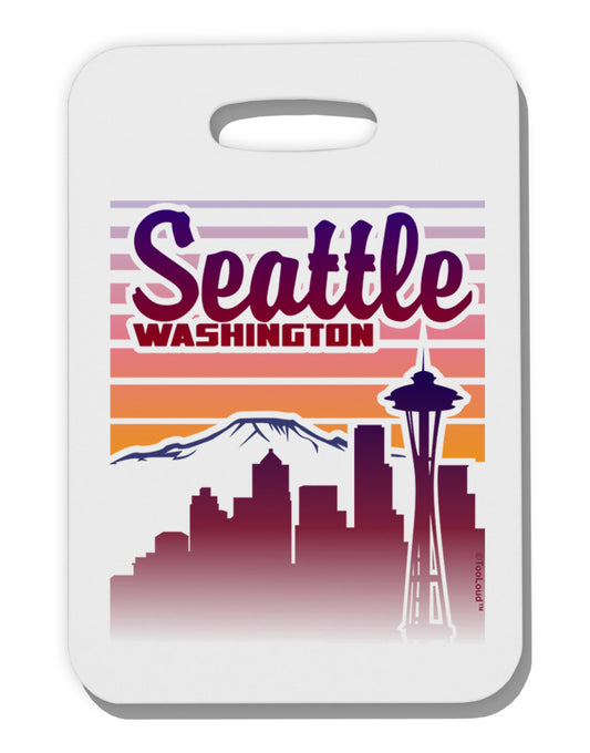 Seattle Washington Sunset Thick Plastic Luggage Tag-Luggage Tag-TooLoud-White-One Size-Davson Sales