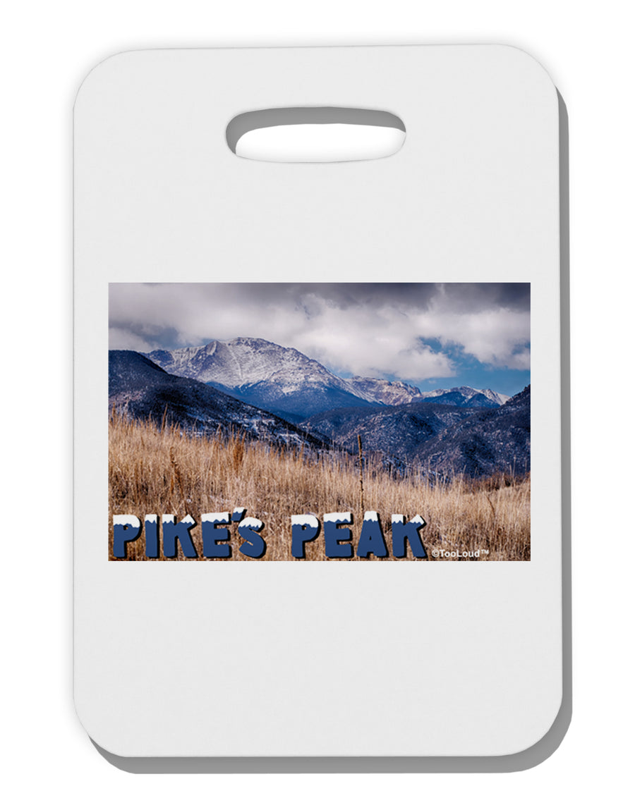 Pikes Peak CO Mountains Text Thick Plastic Luggage Tag by TooLoud-Luggage Tag-TooLoud-White-One Size-Davson Sales