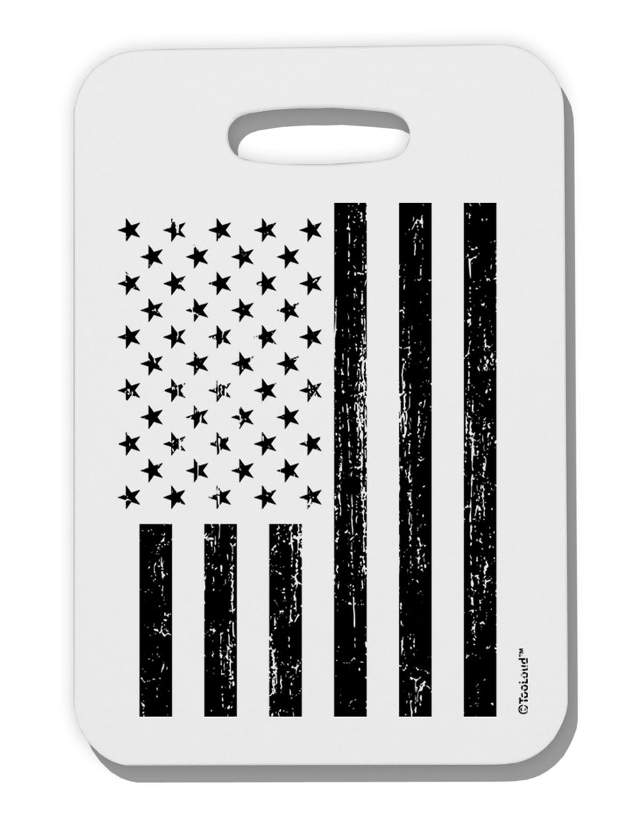 Stamp Style American Flag - Distressed Thick Plastic Luggage Tag by TooLoud-Luggage Tag-TooLoud-White-One Size-Davson Sales