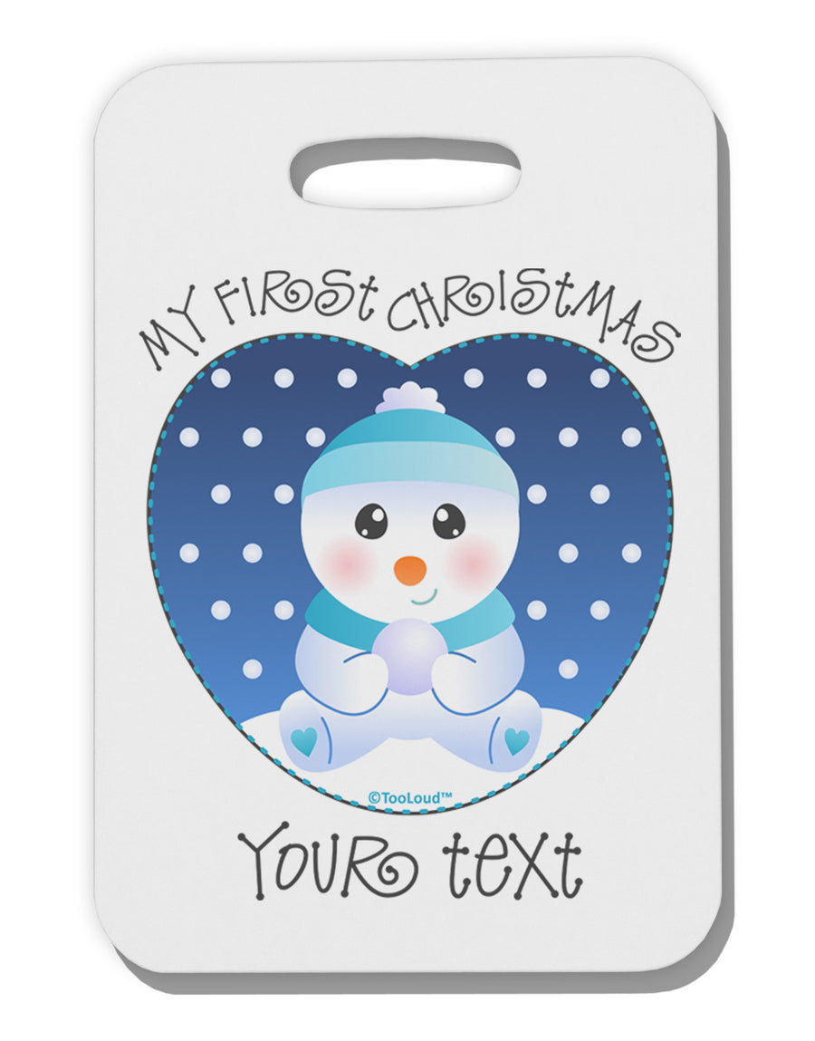 Personalized My First Christmas Snowbaby Blue Thick Plastic Luggage Tag-Luggage Tag-TooLoud-White-One Size-Davson Sales