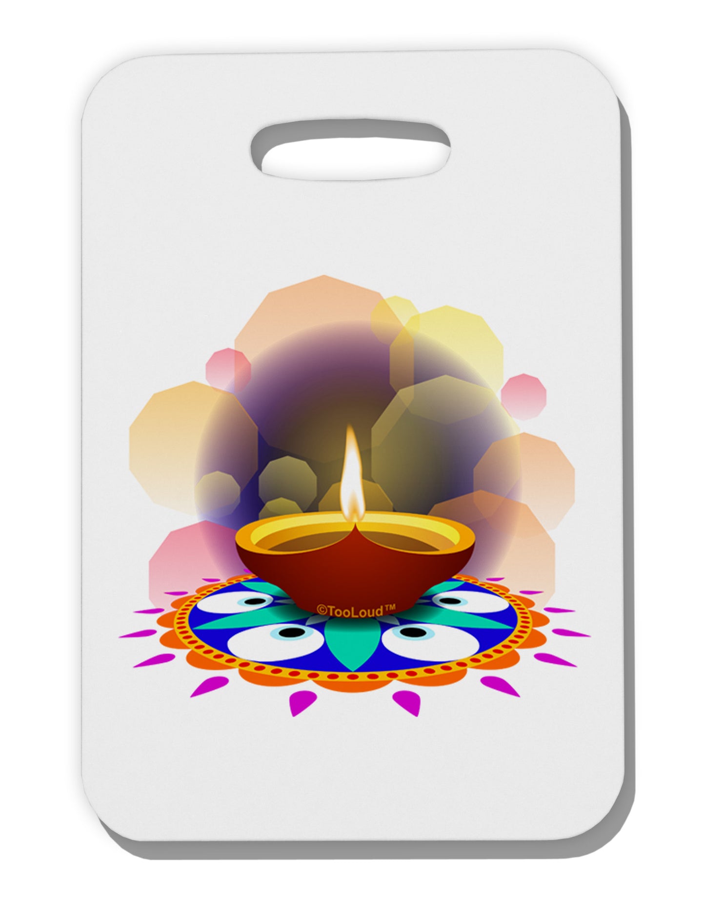 Festive Diya and Rangoli Thick Plastic Luggage Tag by-Luggage Tag-TooLoud-White-One Size-Davson Sales