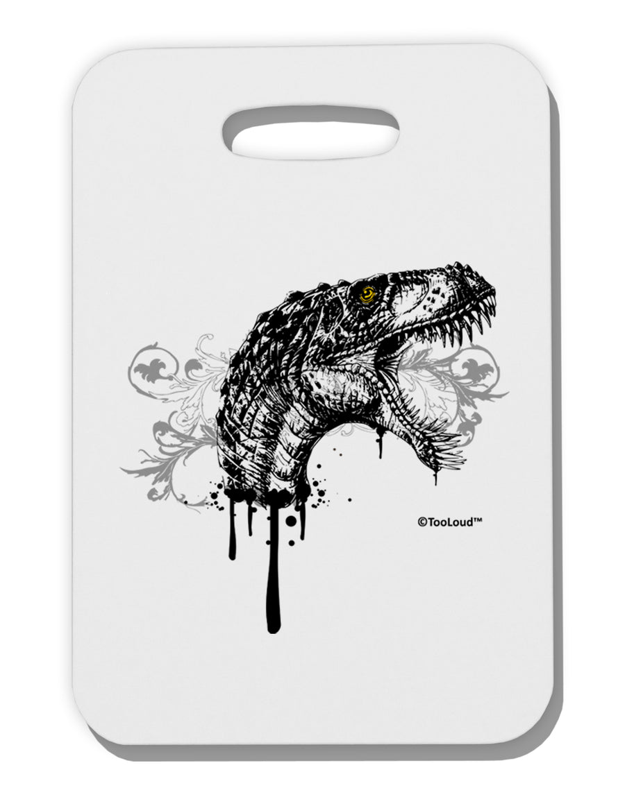 Artistic Ink Style Dinosaur Head Design Thick Plastic Luggage Tag by TooLoud-Luggage Tag-TooLoud-White-One Size-Davson Sales