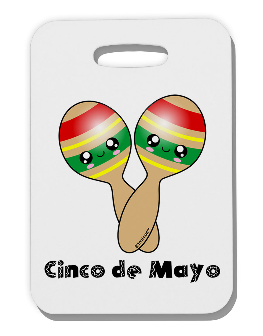 Cute Maracas Design - Cinco de Mayo Thick Plastic Luggage Tag by TooLoud-Luggage Tag-TooLoud-White-One Size-Davson Sales