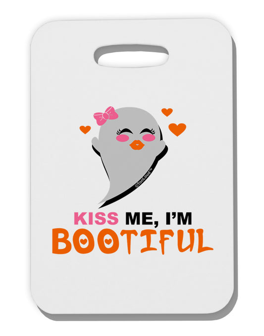 Kiss Me BOOtiful Ghost Orange Thick Plastic Luggage Tag-Luggage Tag-TooLoud-White-One Size-Davson Sales