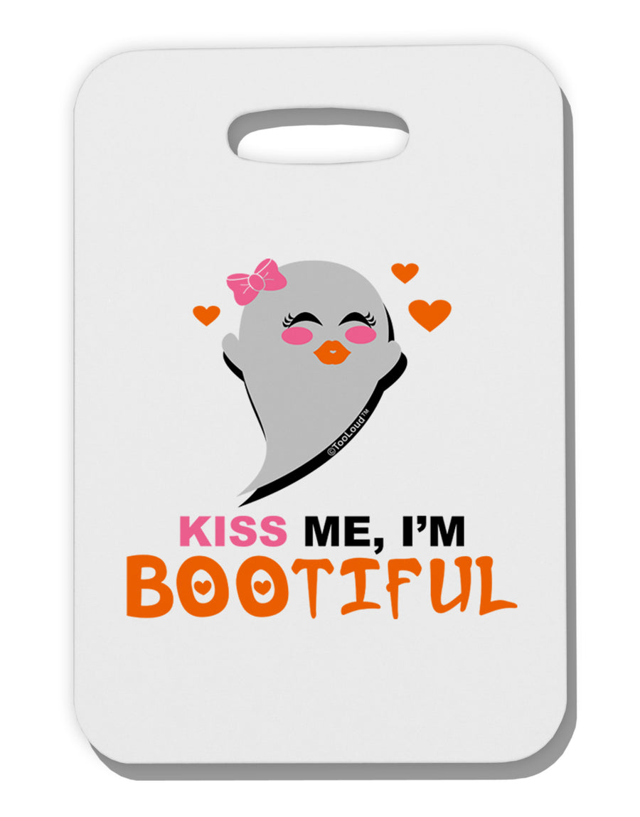 Kiss Me BOOtiful Ghost Orange Thick Plastic Luggage Tag-Luggage Tag-TooLoud-White-One Size-Davson Sales