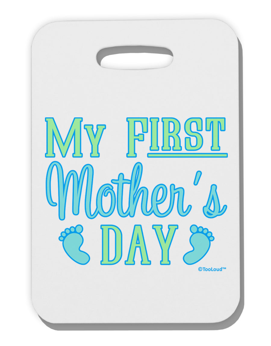 My First Mother's Day - Baby Feet - Blue Thick Plastic Luggage Tag by TooLoud-Luggage Tag-TooLoud-White-One Size-Davson Sales