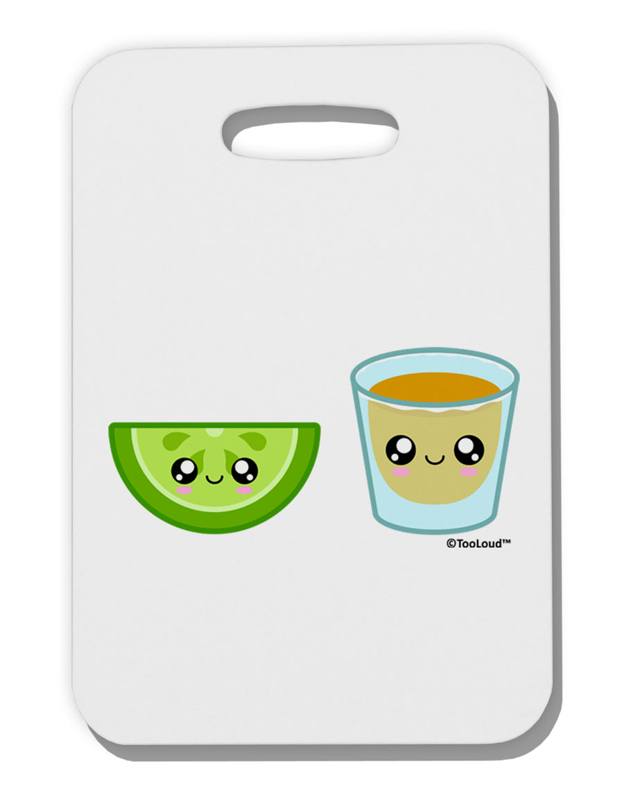 Cute Tequila Shot and Lime Wedge Thick Plastic Luggage Tag by TooLoud-Luggage Tag-TooLoud-White-One Size-Davson Sales