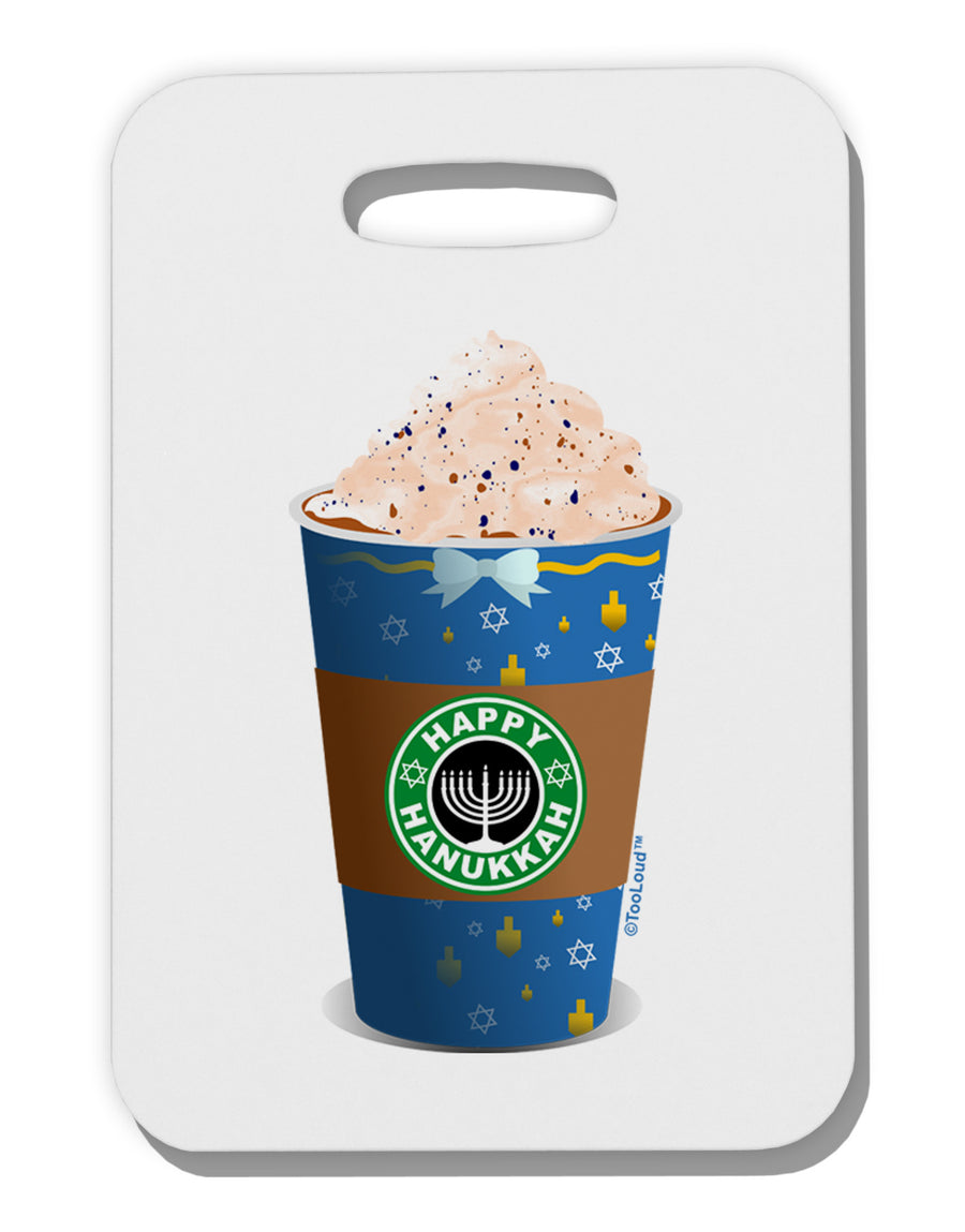 Happy Hanukkah Latte Cup Thick Plastic Luggage Tag-Luggage Tag-TooLoud-White-One Size-Davson Sales