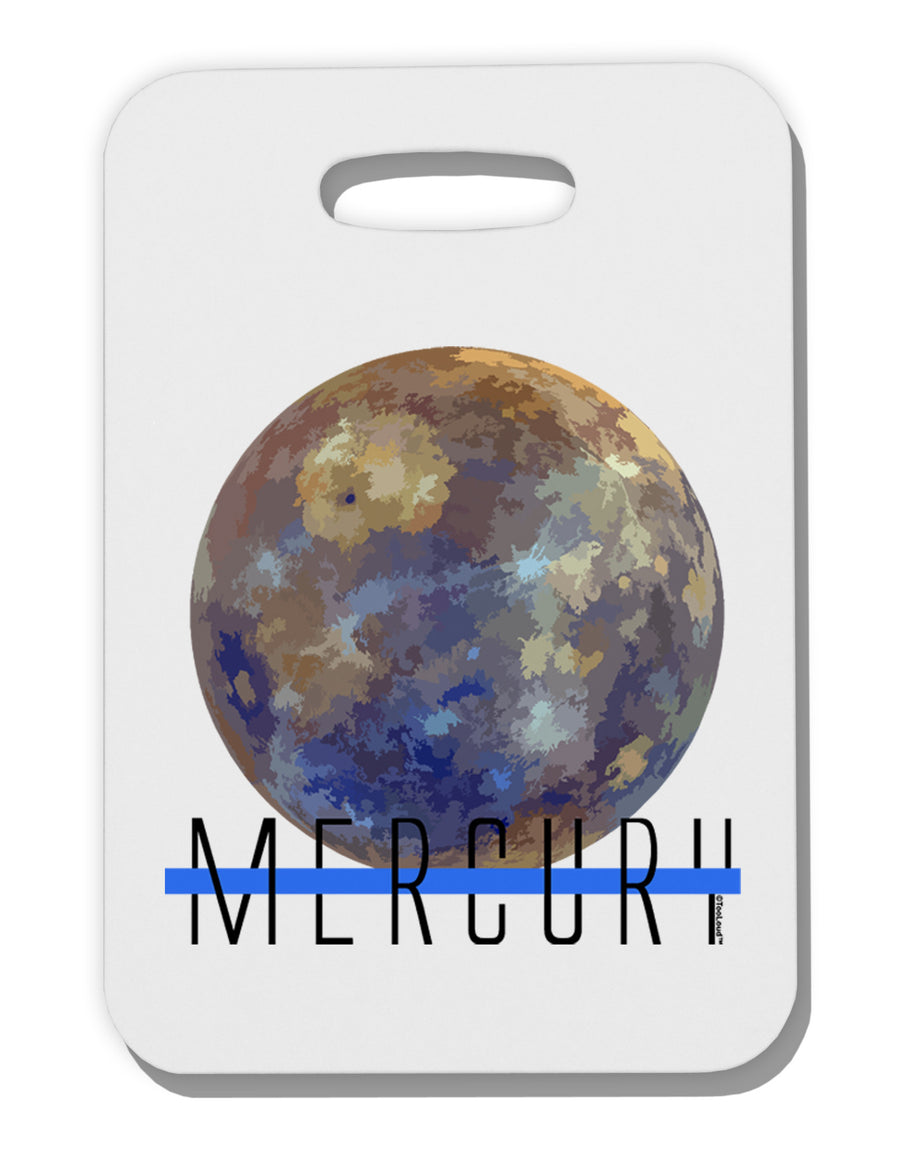 Planet Mercury Text Thick Plastic Luggage Tag-Luggage Tag-TooLoud-White-One Size-Davson Sales