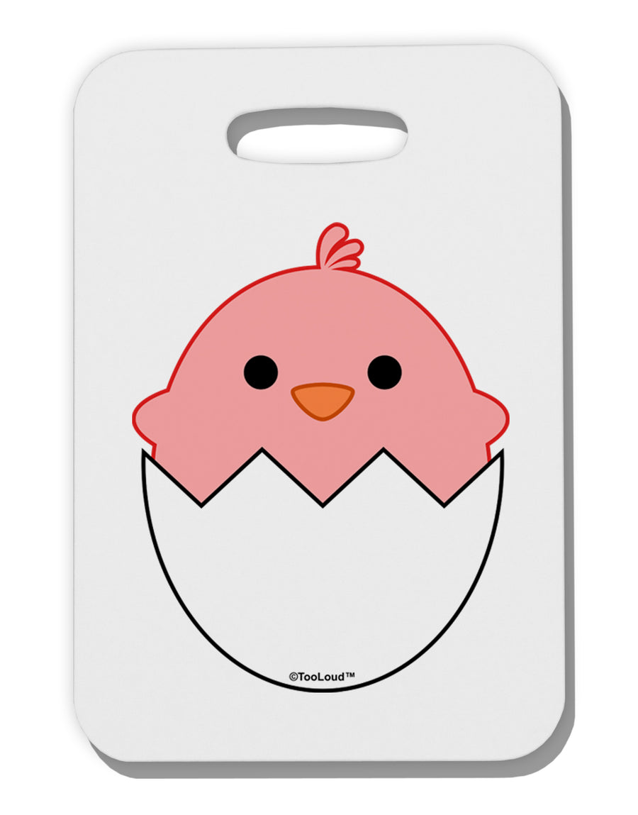 Cute Hatching Chick - Pink Thick Plastic Luggage Tag by TooLoud-Luggage Tag-TooLoud-White-One Size-Davson Sales