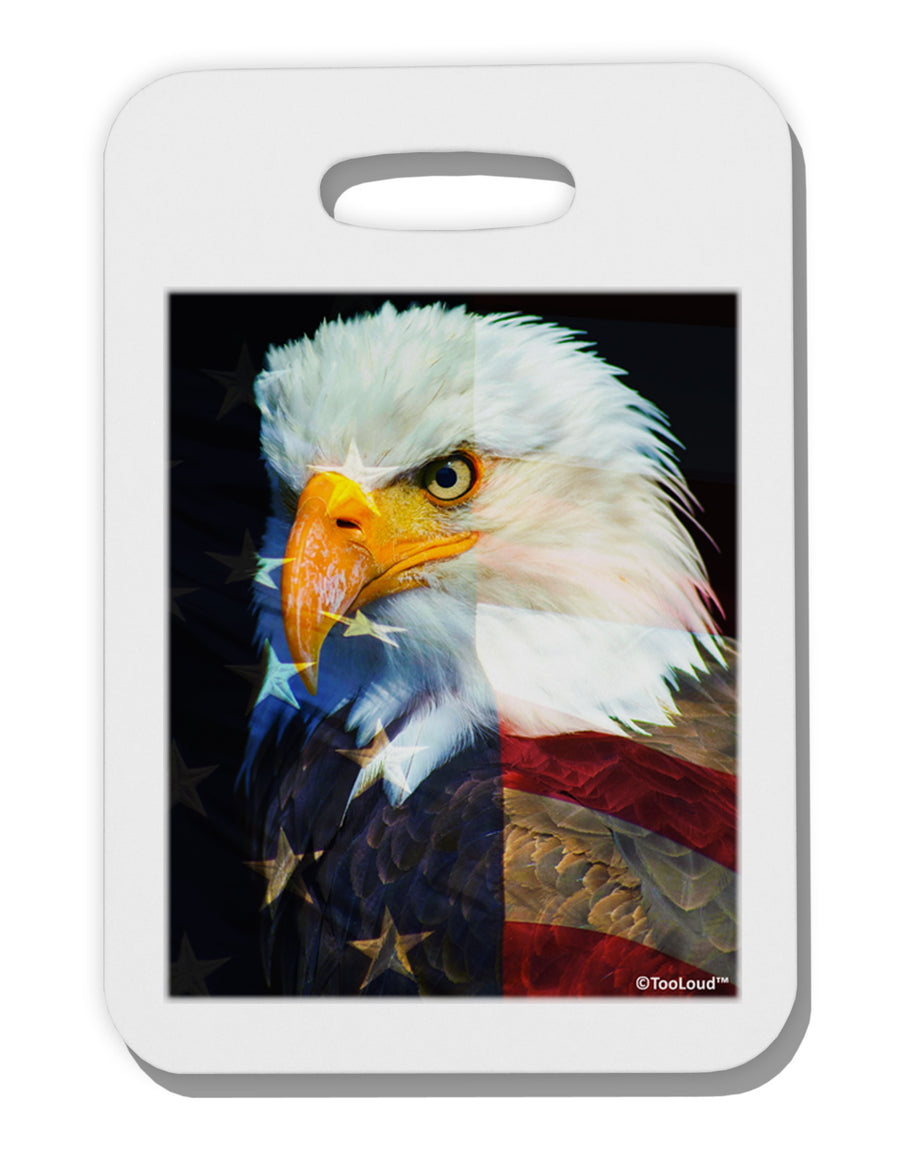 Patriotic Bald Eagle - American Flag Thick Plastic Luggage Tag by TooLoud-Luggage Tag-TooLoud-White-One Size-Davson Sales