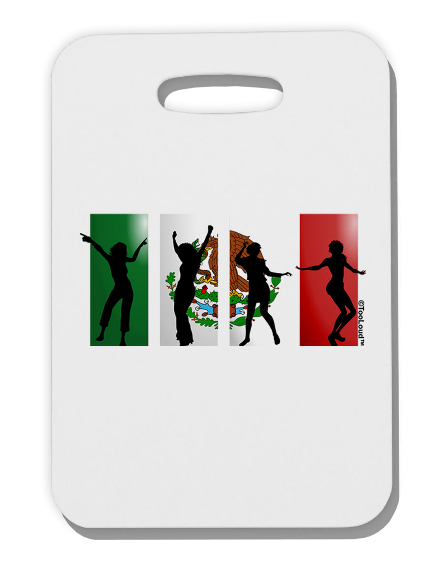 Mexican Flag - Dancing Silhouettes Thick Plastic Luggage Tag by TooLoud-Luggage Tag-TooLoud-White-One Size-Davson Sales